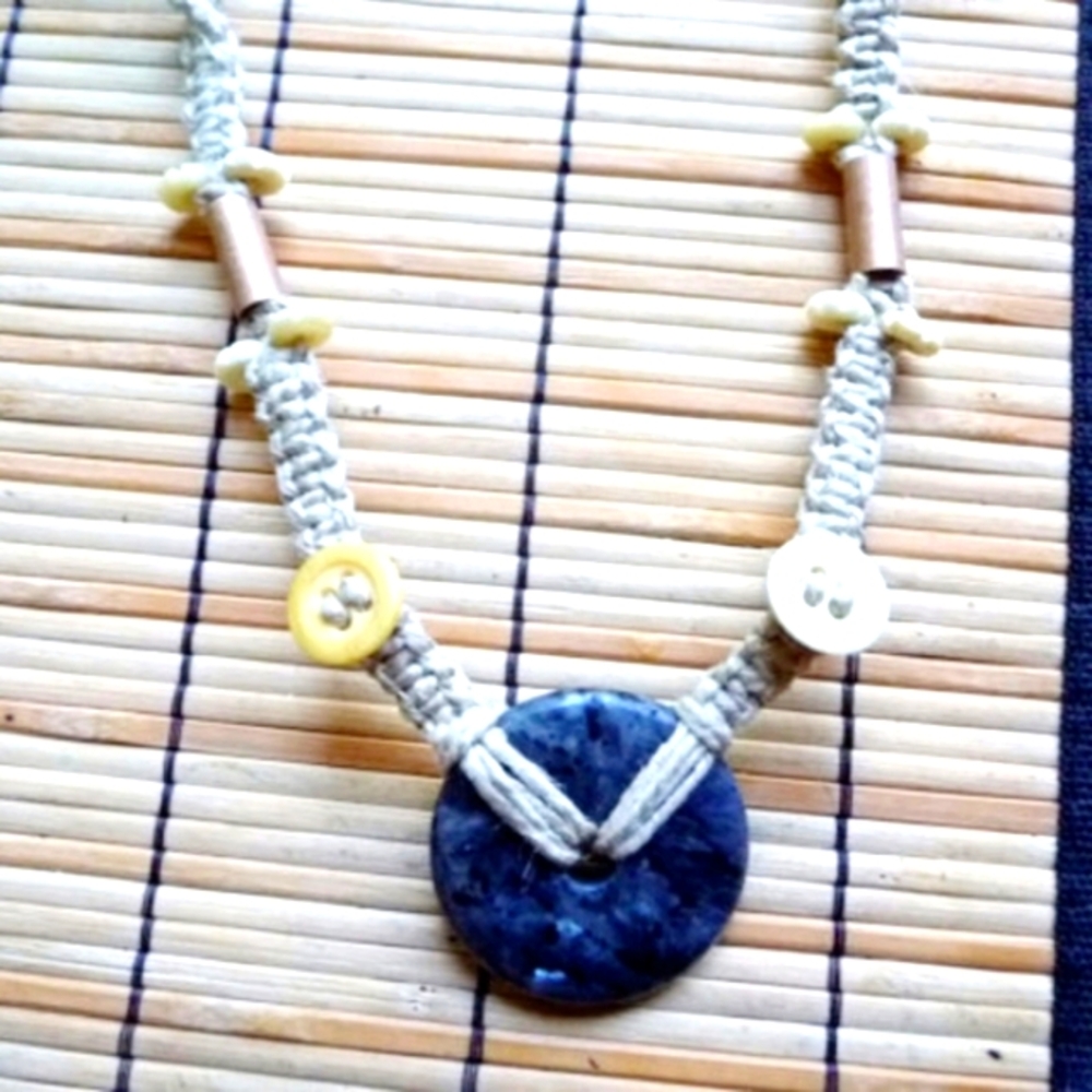 Larvite Hemp Necklace, Handmade Jewelry